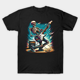 Skeleton Playing Guitar - Rock And Roll Graphic Band Tees T-Shirt